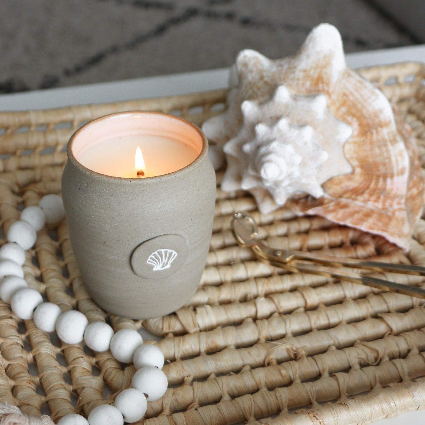 beachy tropical ceramic candle