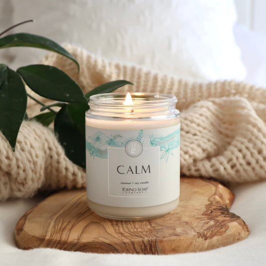 Calm natural candle with lavender, by Tofino Soap Company