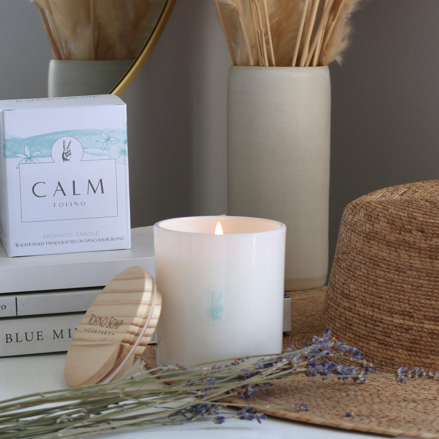 Calm natural candle with lavender, by Tofino Soap Company