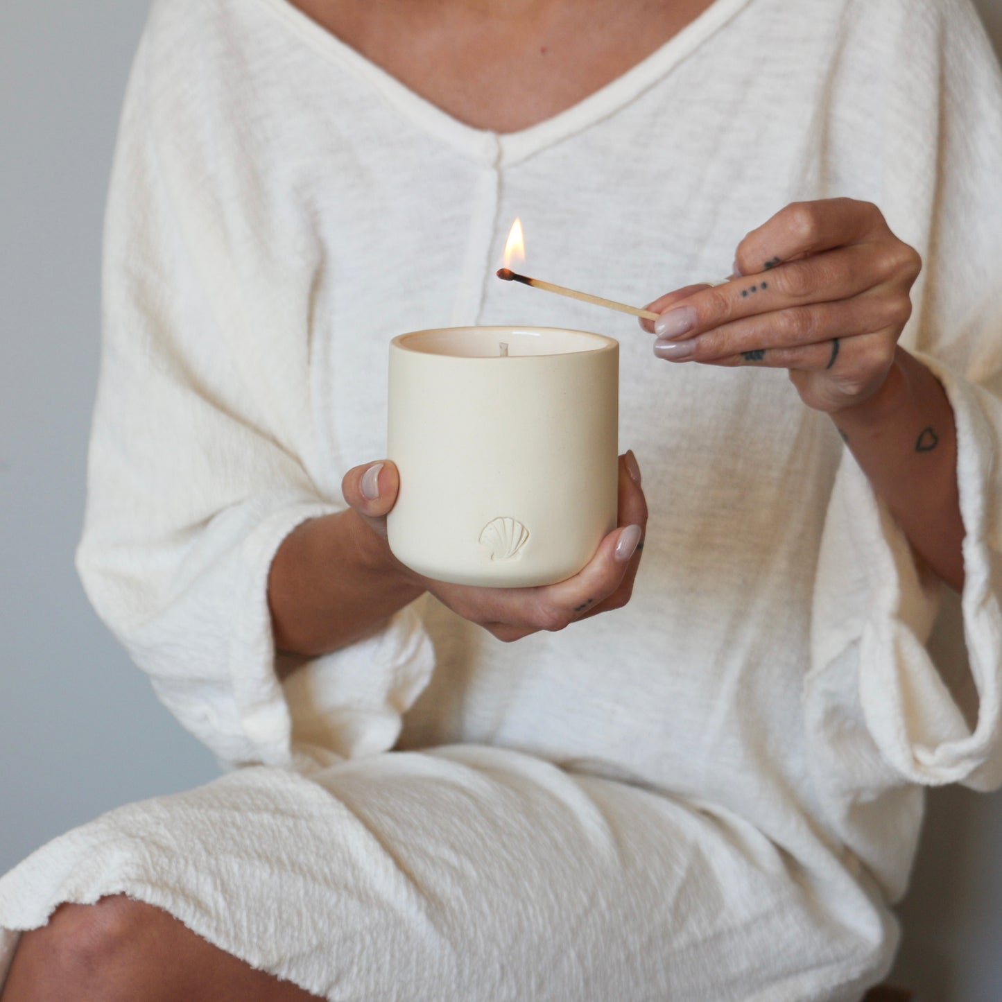 reusable white ceramic candle mug 